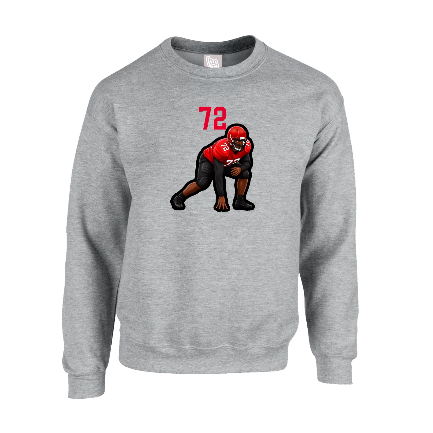 Fleece Crew — Number Top in Grey