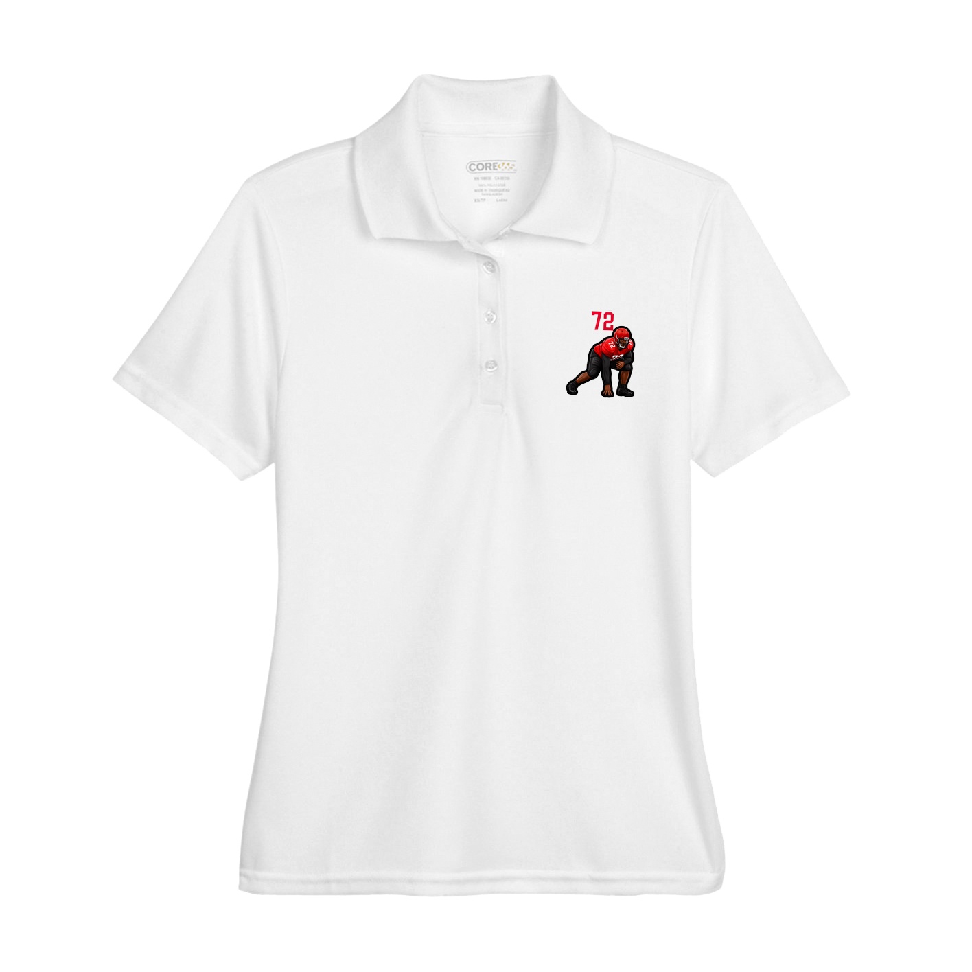 Womens Performance Polo — Number Top in White