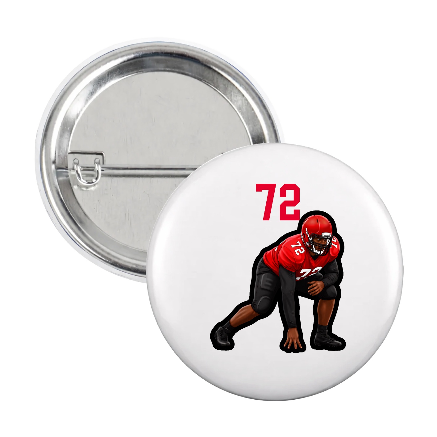 Game Day Button — Number Top in White