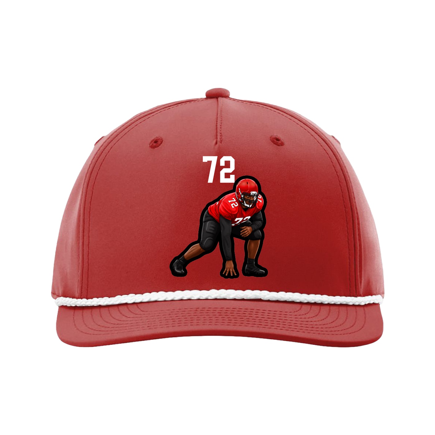 Five-Panel Classic Rope Cap — Number Top in Red
