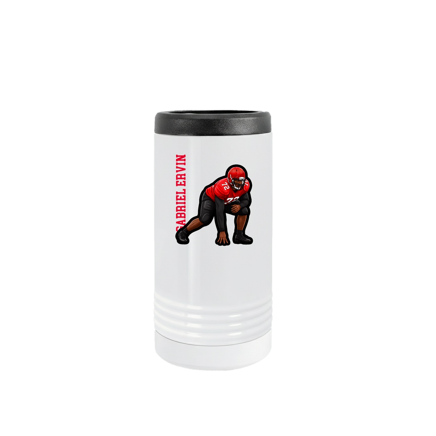 Slim Beverage Holder — Name Vertical in White