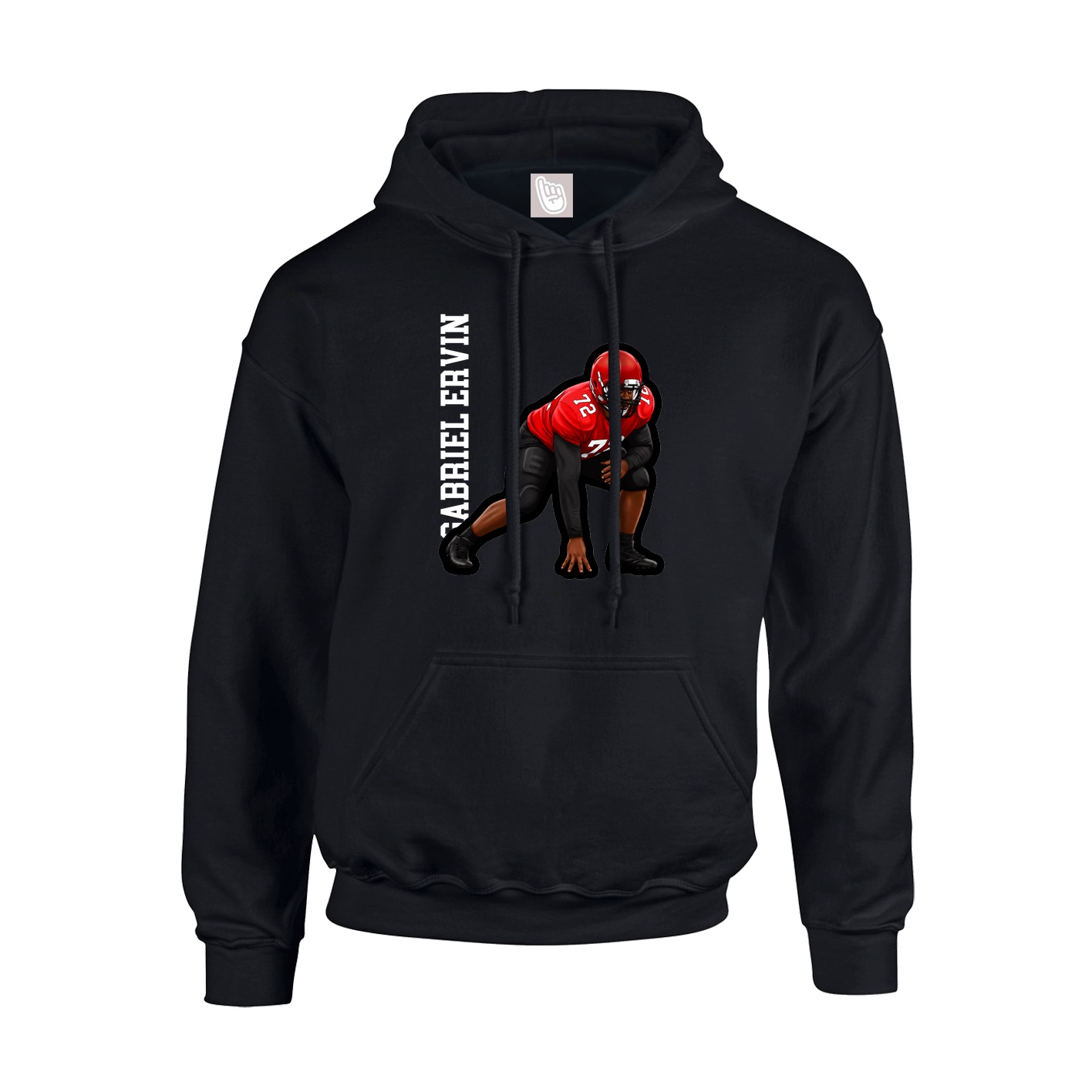 Youth Hoodie — Name Vertical in Black