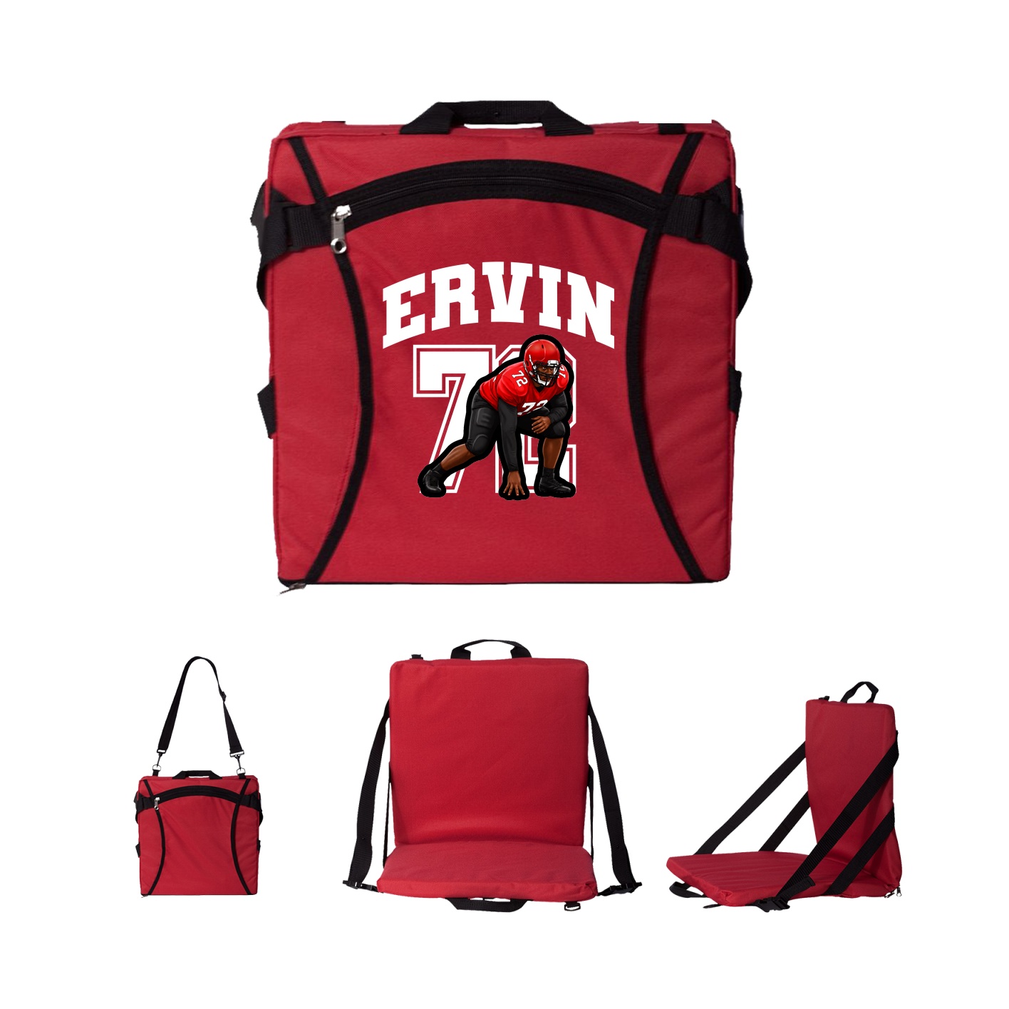 Folding Stadium Seat — Number in Red