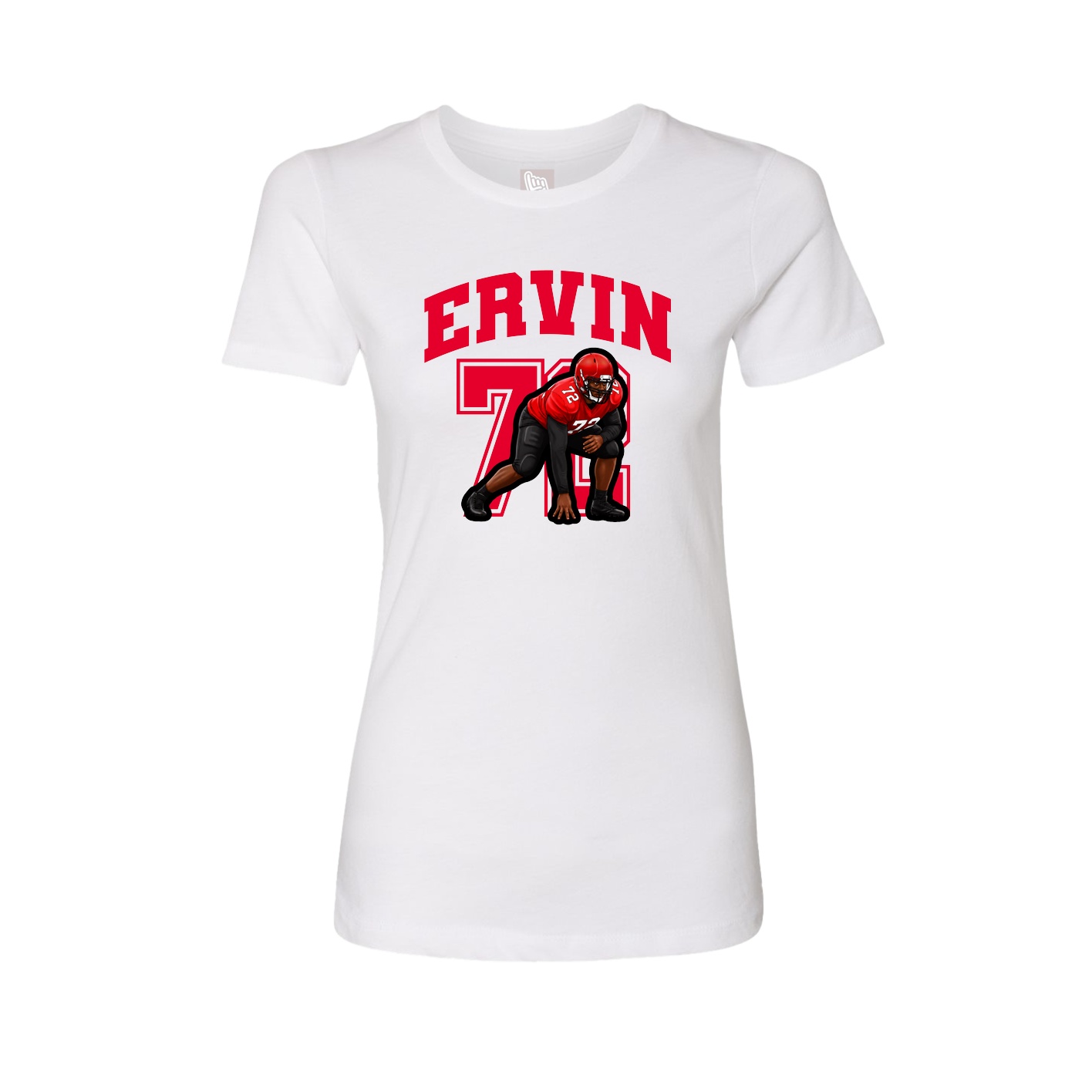 Fitted Women's Tee — Number in White