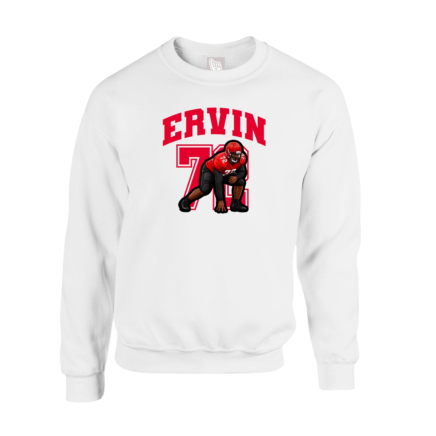 Fleece Crew — Number in White