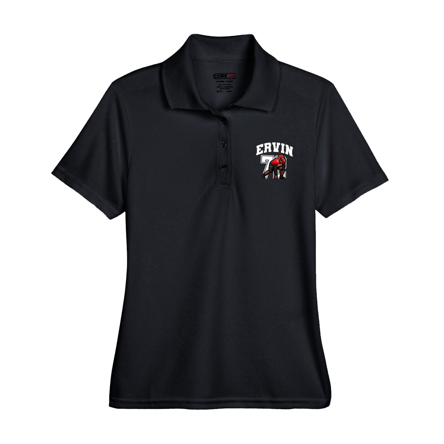 Womens Performance Polo — Number in Black