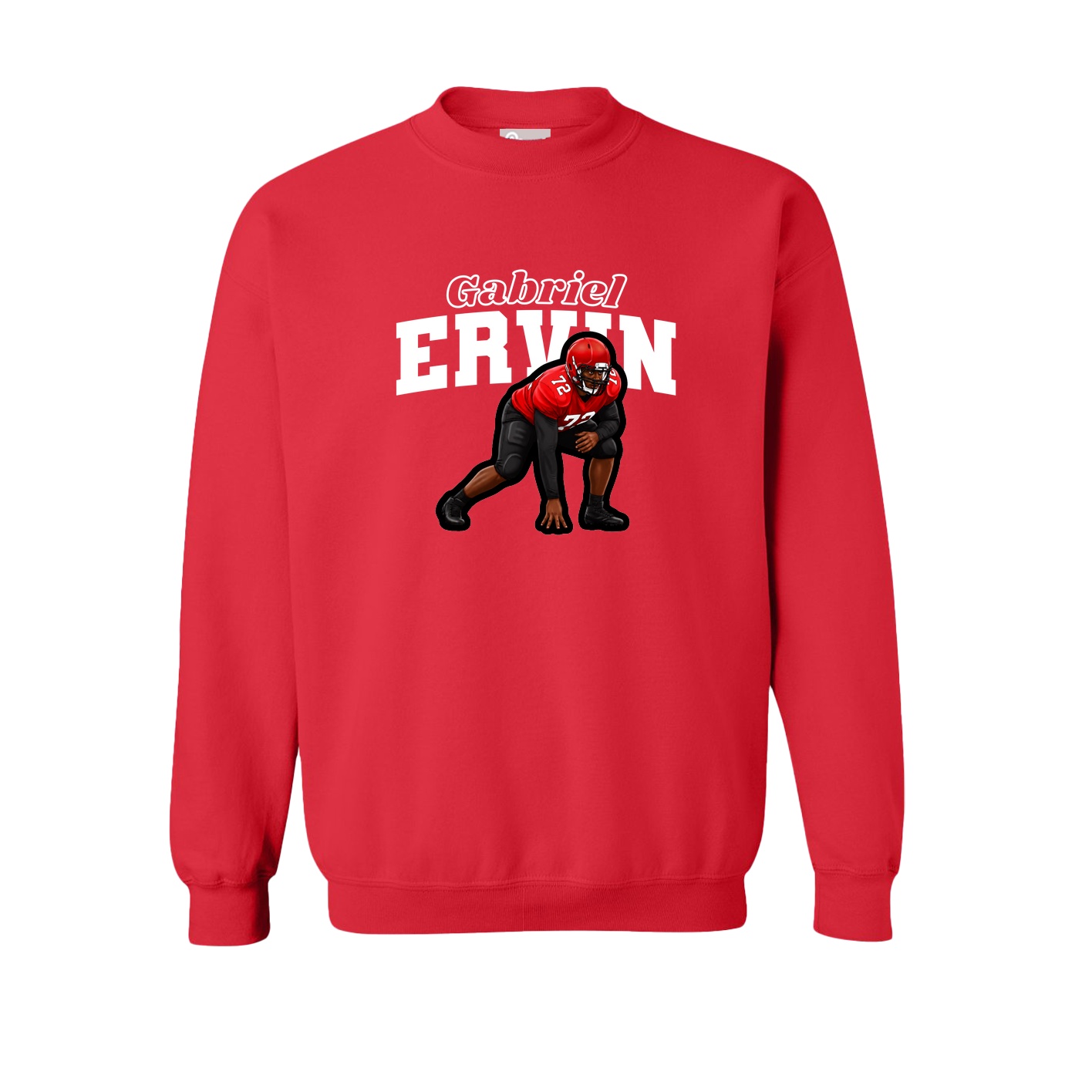 Fleece Crew — Name Arch in Red
