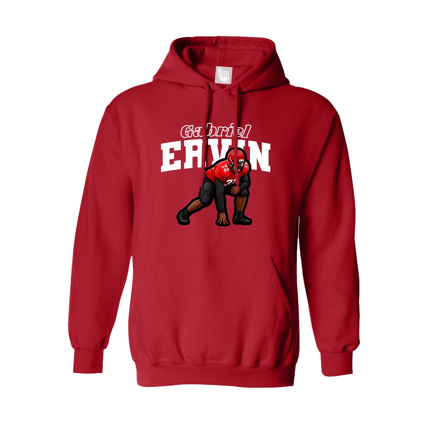 Youth Hoodie — Name Arch in Red