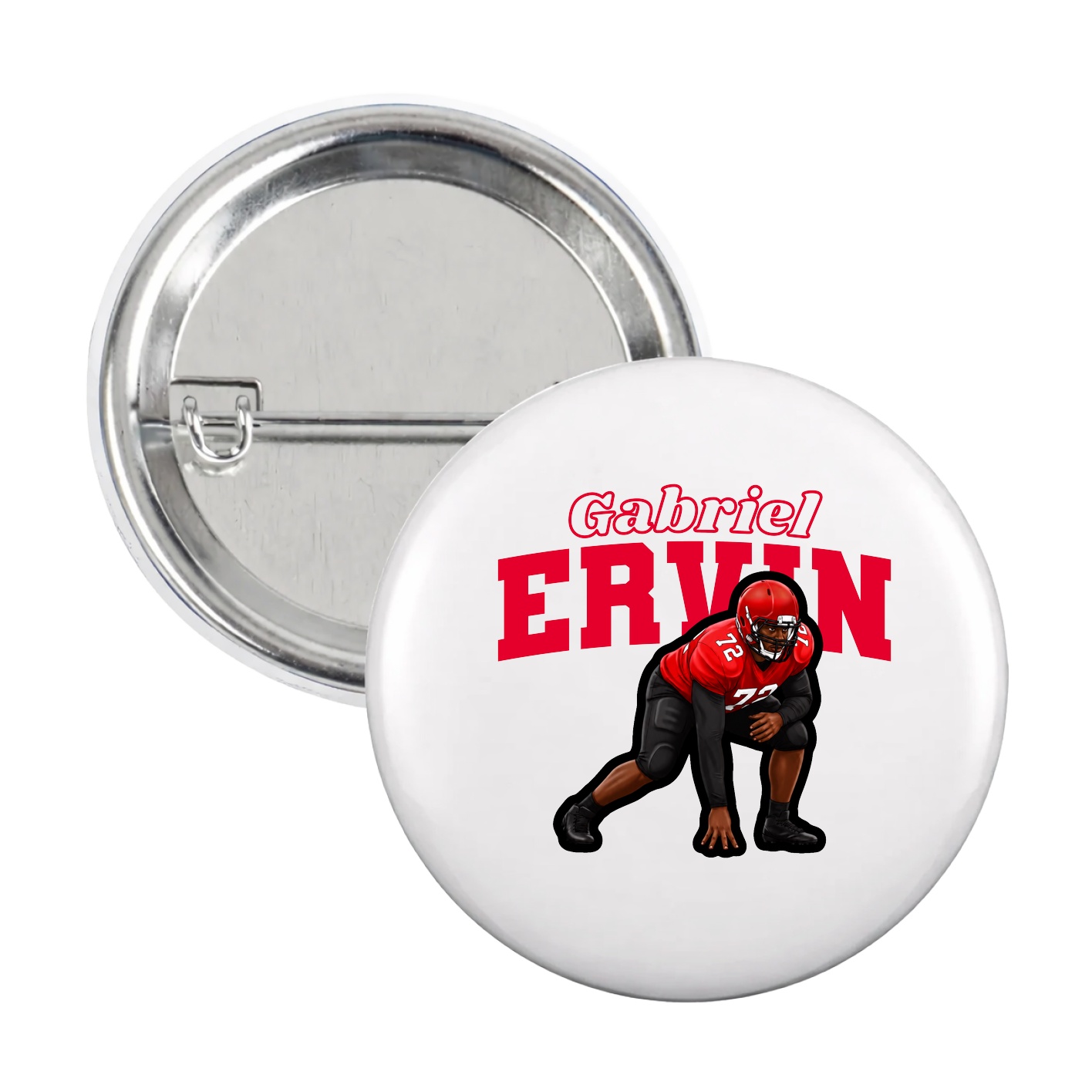 Game Day Button — Name Arch in White