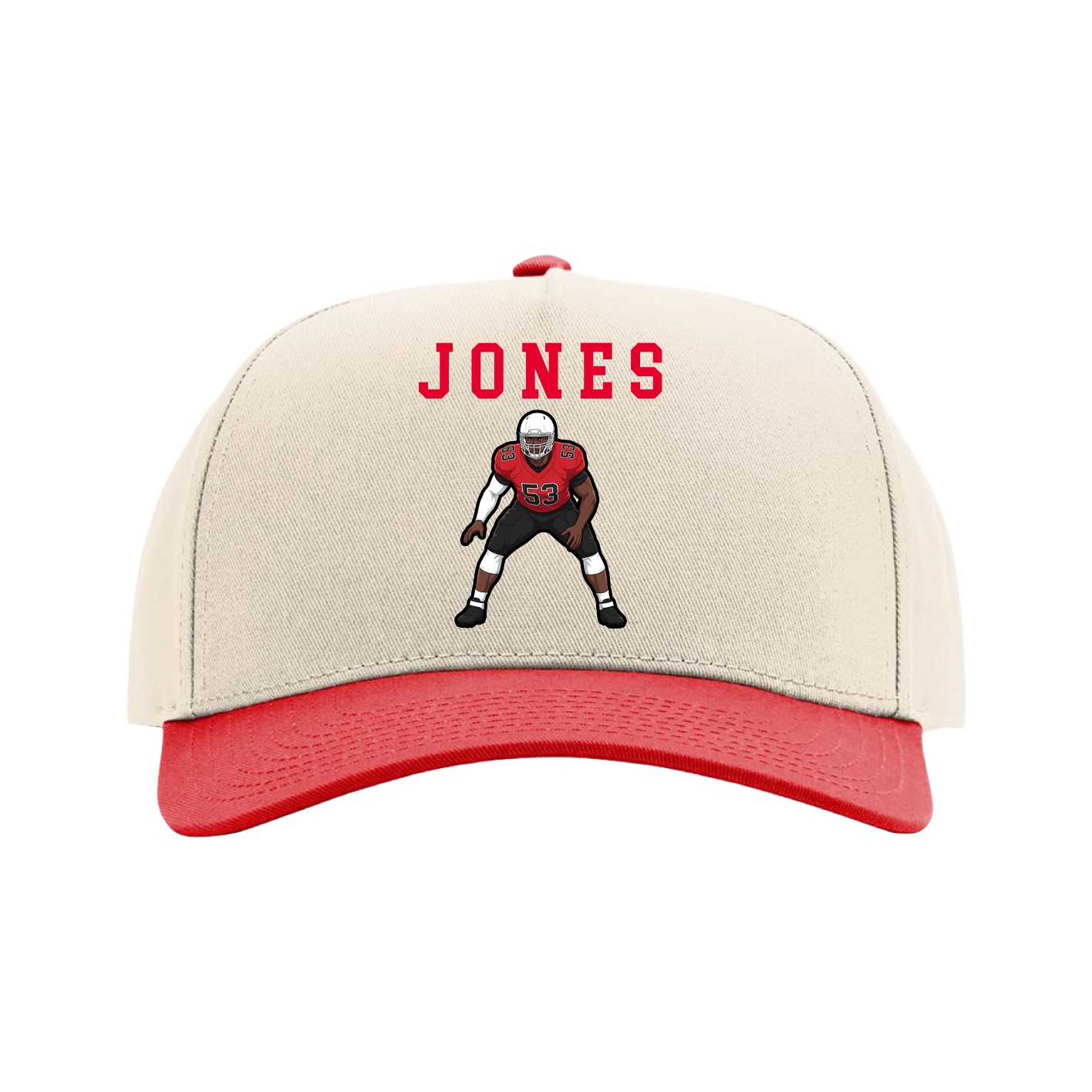 Full Fabric Five-Panel Champ Cap — Shirsey in Cream/Red