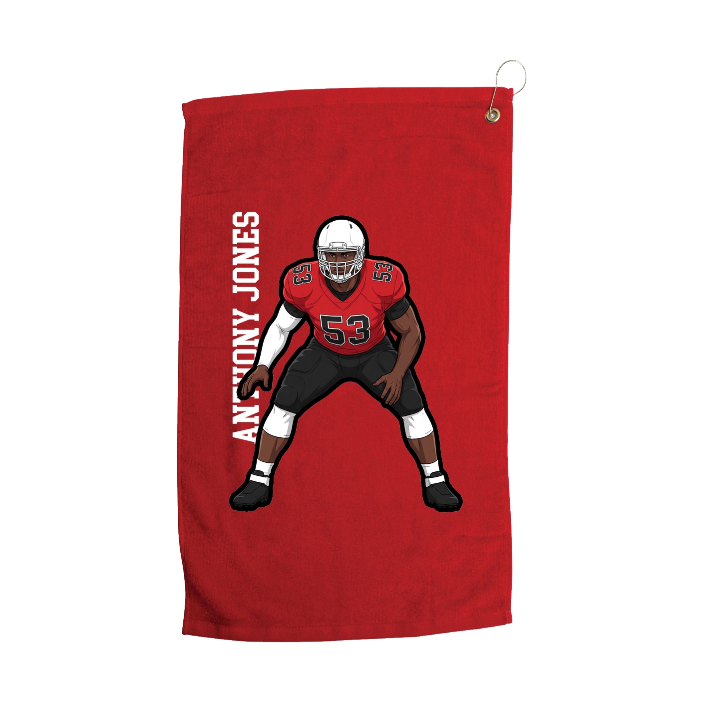 Golf Towel — Name Vertical in Red