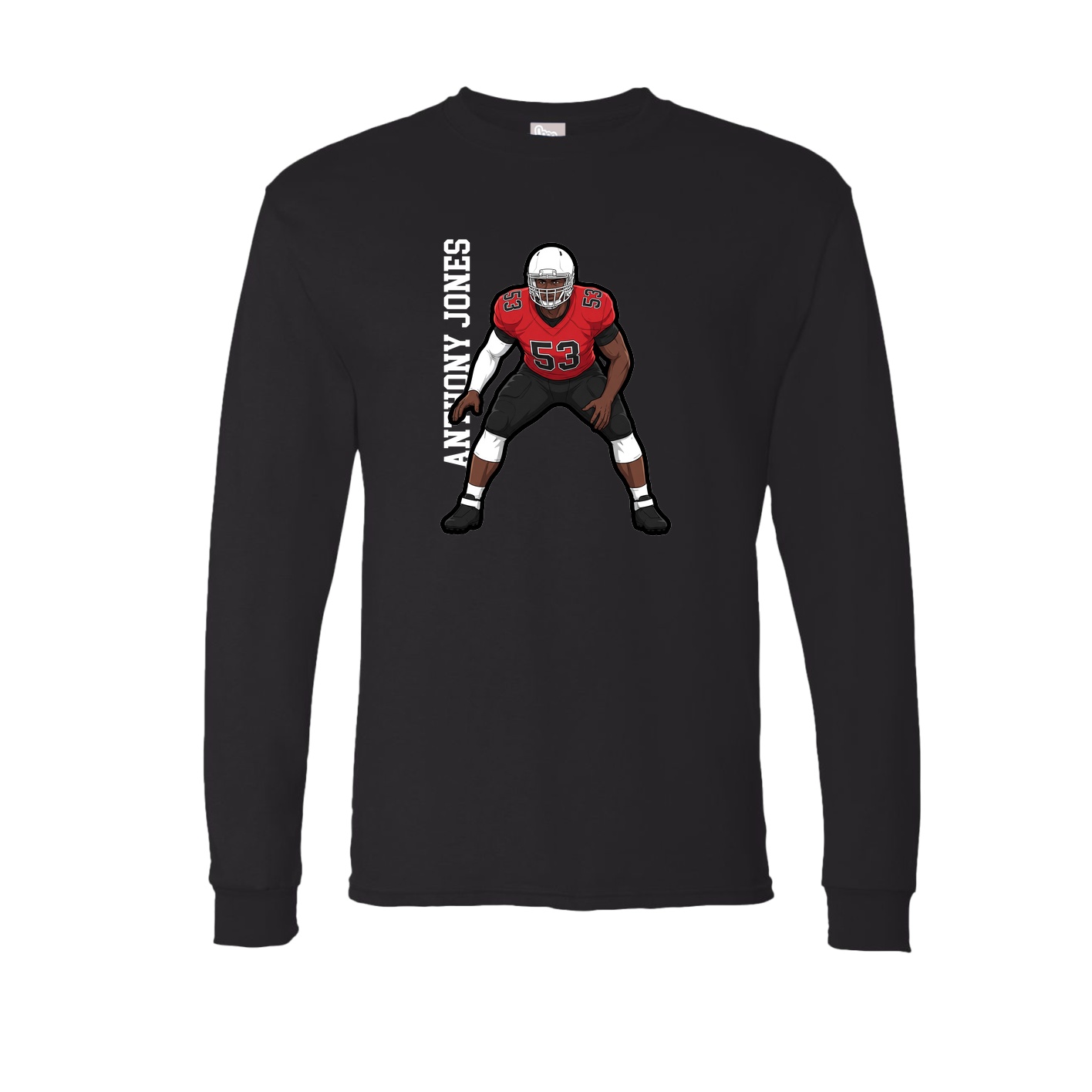 Long Sleeve Tee — Name Vertical in Black