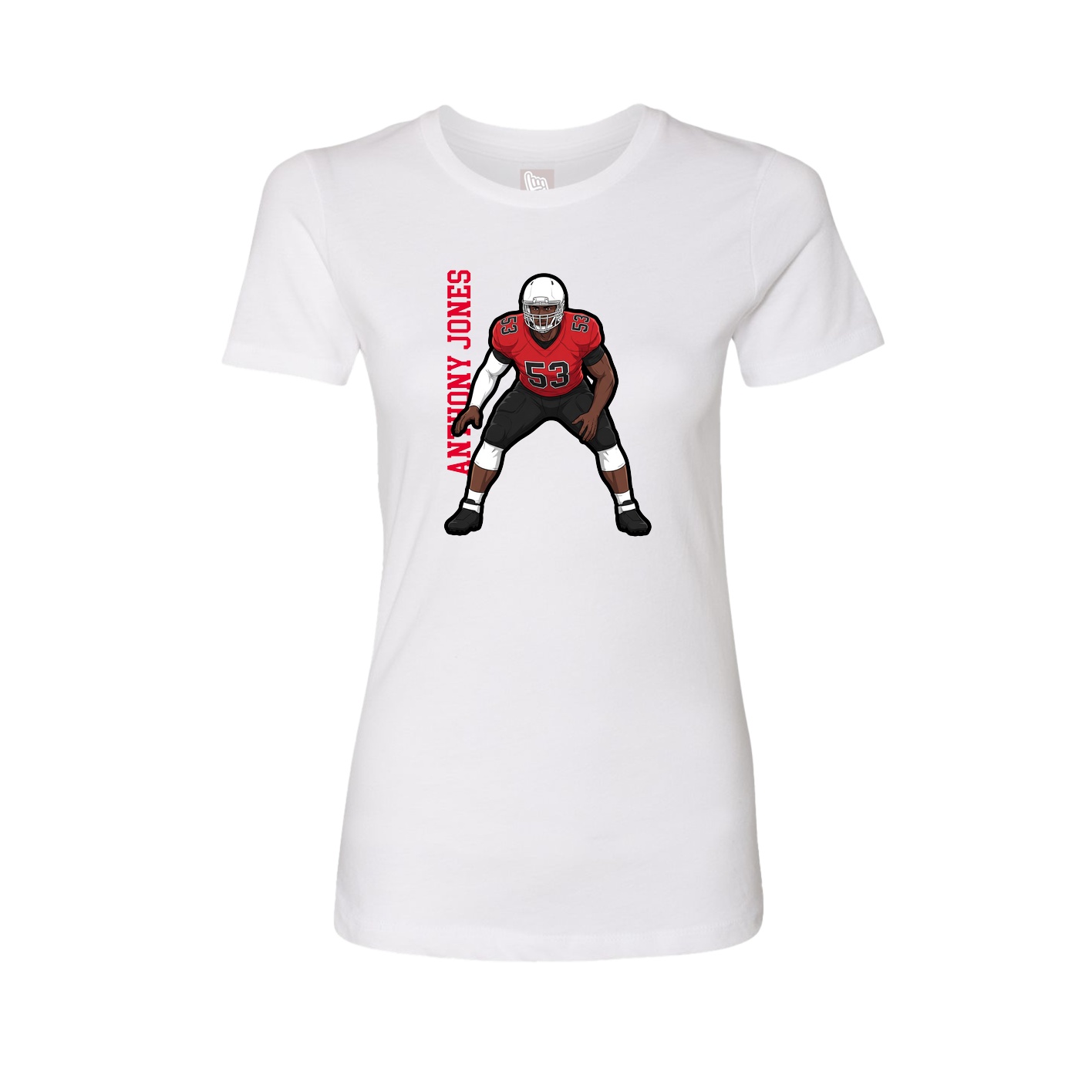 Fitted Women's Tee — Name Vertical in White