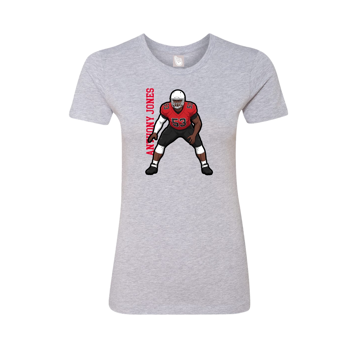 Fitted Women's Tee — Name Vertical in Grey