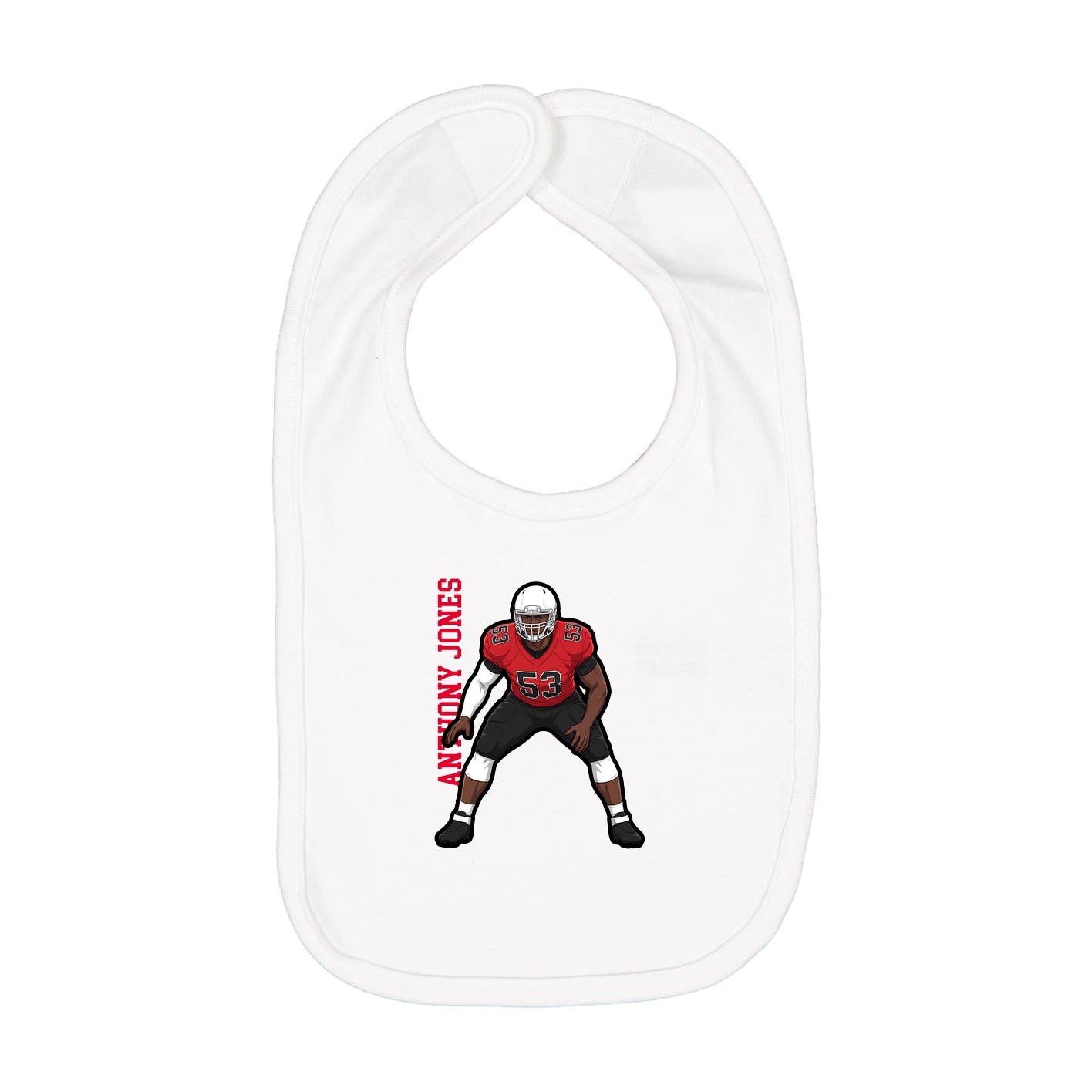 Infant Bib — Name Vertical in White