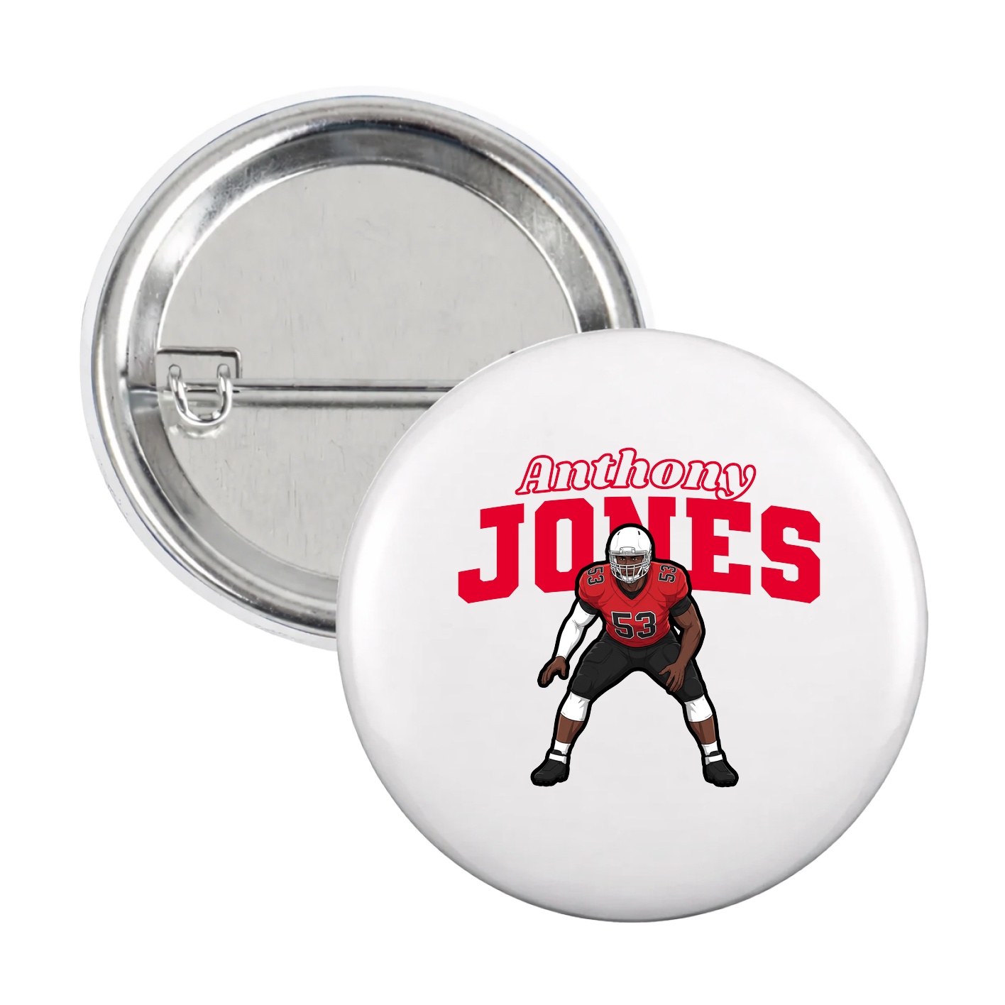 Game Day Button — Name Arch in White