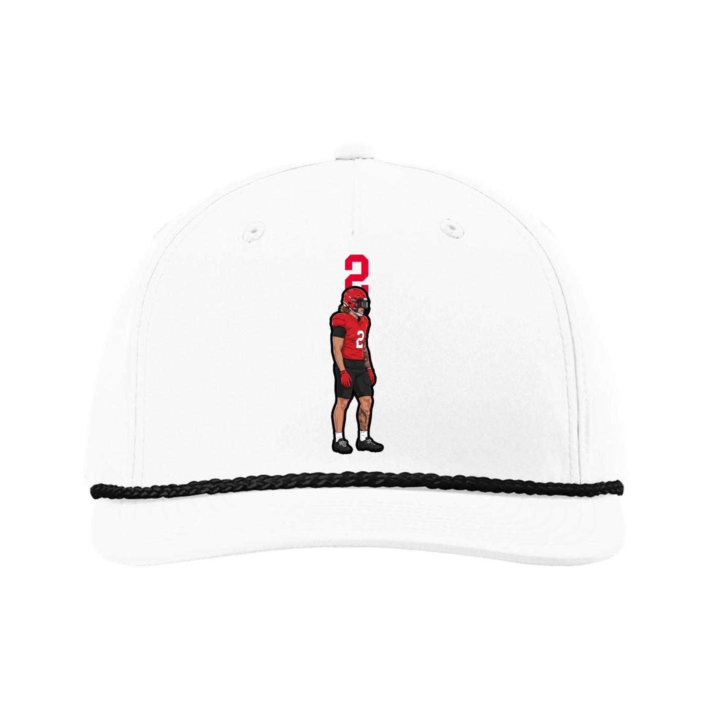 Five-Panel Classic Rope Cap — Number Top in White