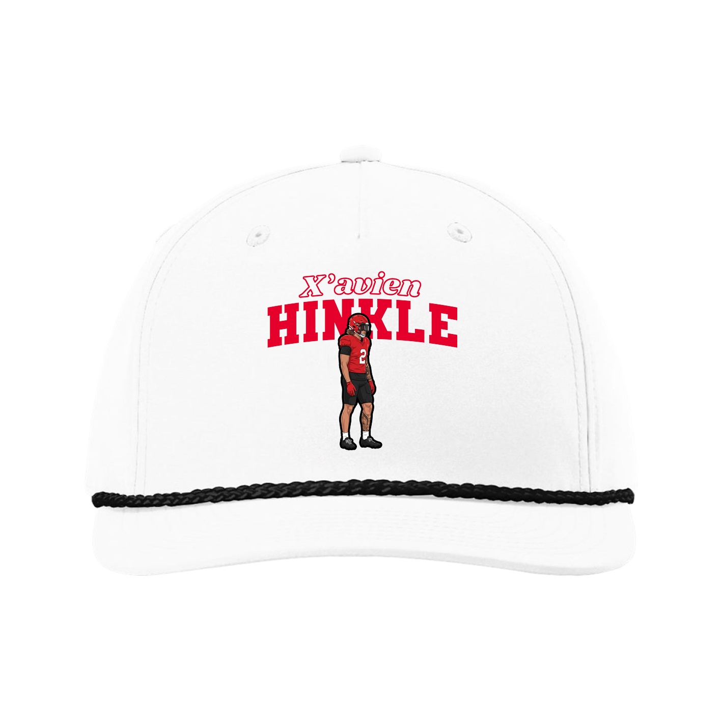 Five-Panel Classic Rope Cap — Name Arch in White