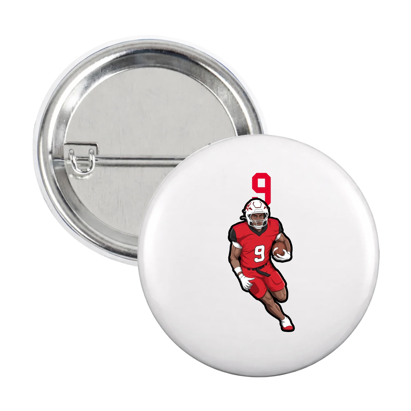 Game Day Button — Number Top in White