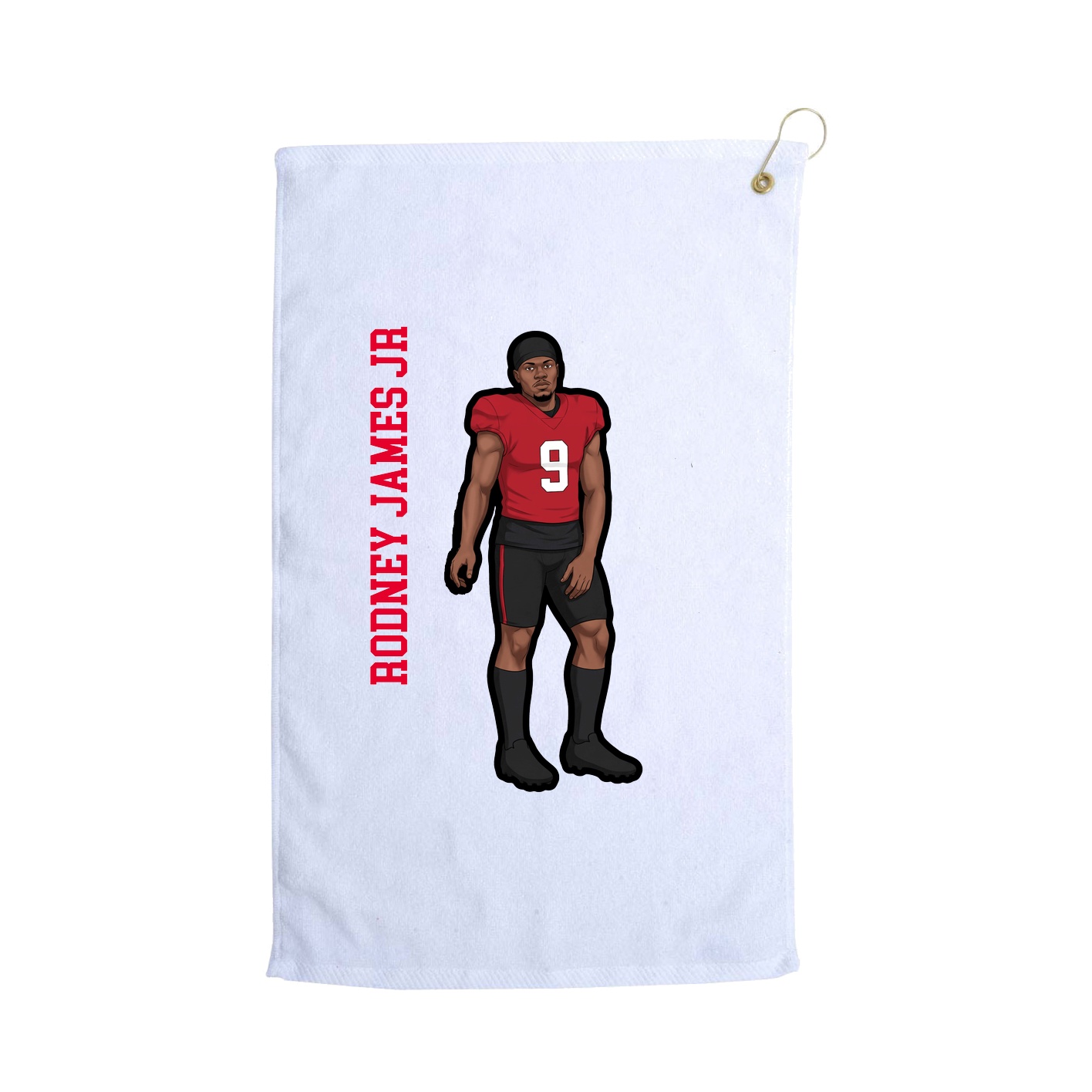 Golf Towel — Name Vertical in White