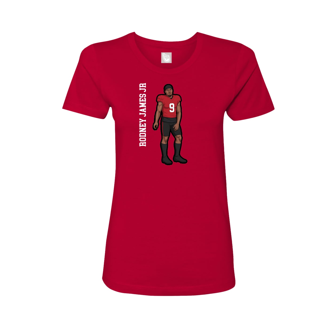 Fitted Women's Tee — Name Vertical in Red