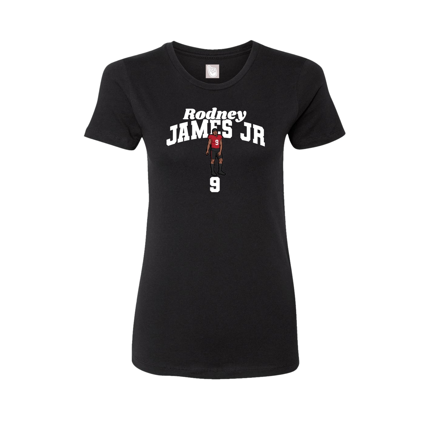 Fitted Women's Tee — Signature Arch in Black
