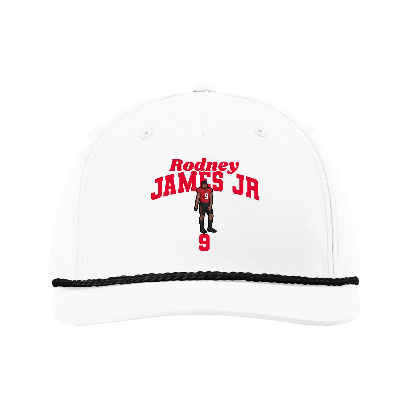 Five-Panel Classic Rope Cap — Signature Arch in White