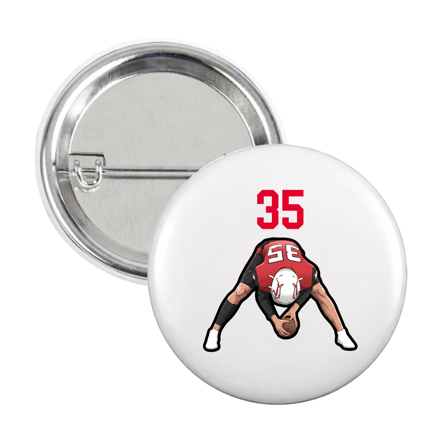 Game Day Button — Number Top in White