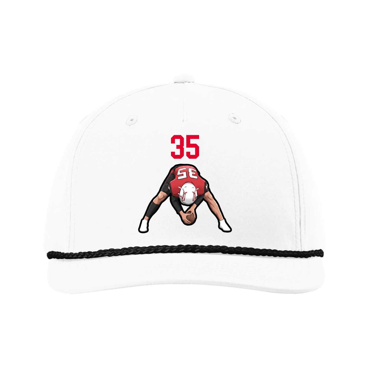 Five-Panel Classic Rope Cap — Number Top in White