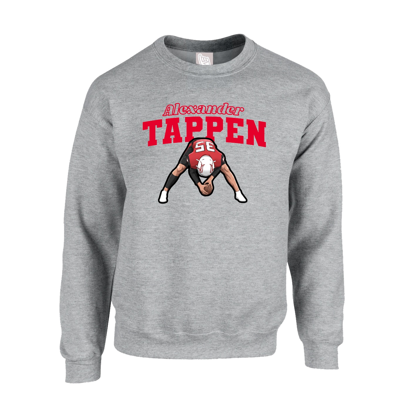 Fleece Crew — Name Arch in Grey
