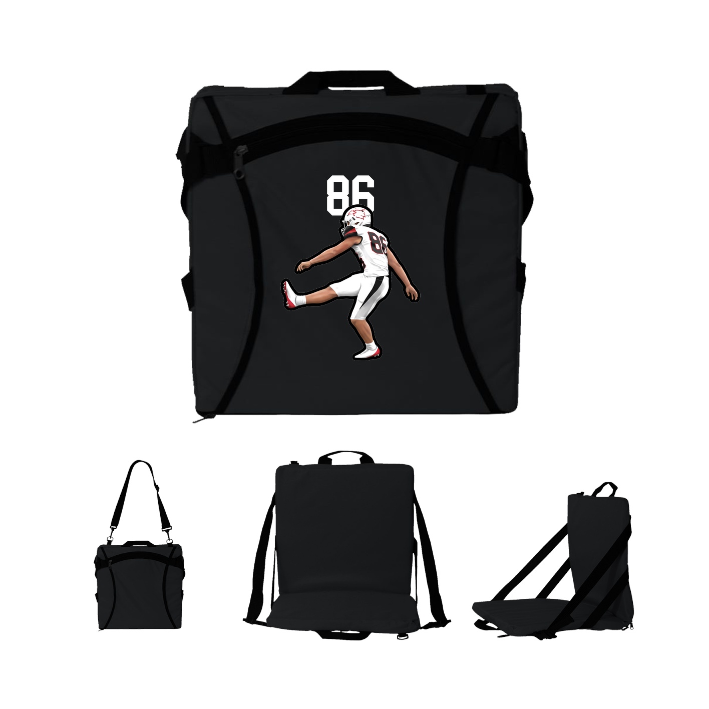 Folding Stadium Seat — Number Top in Black
