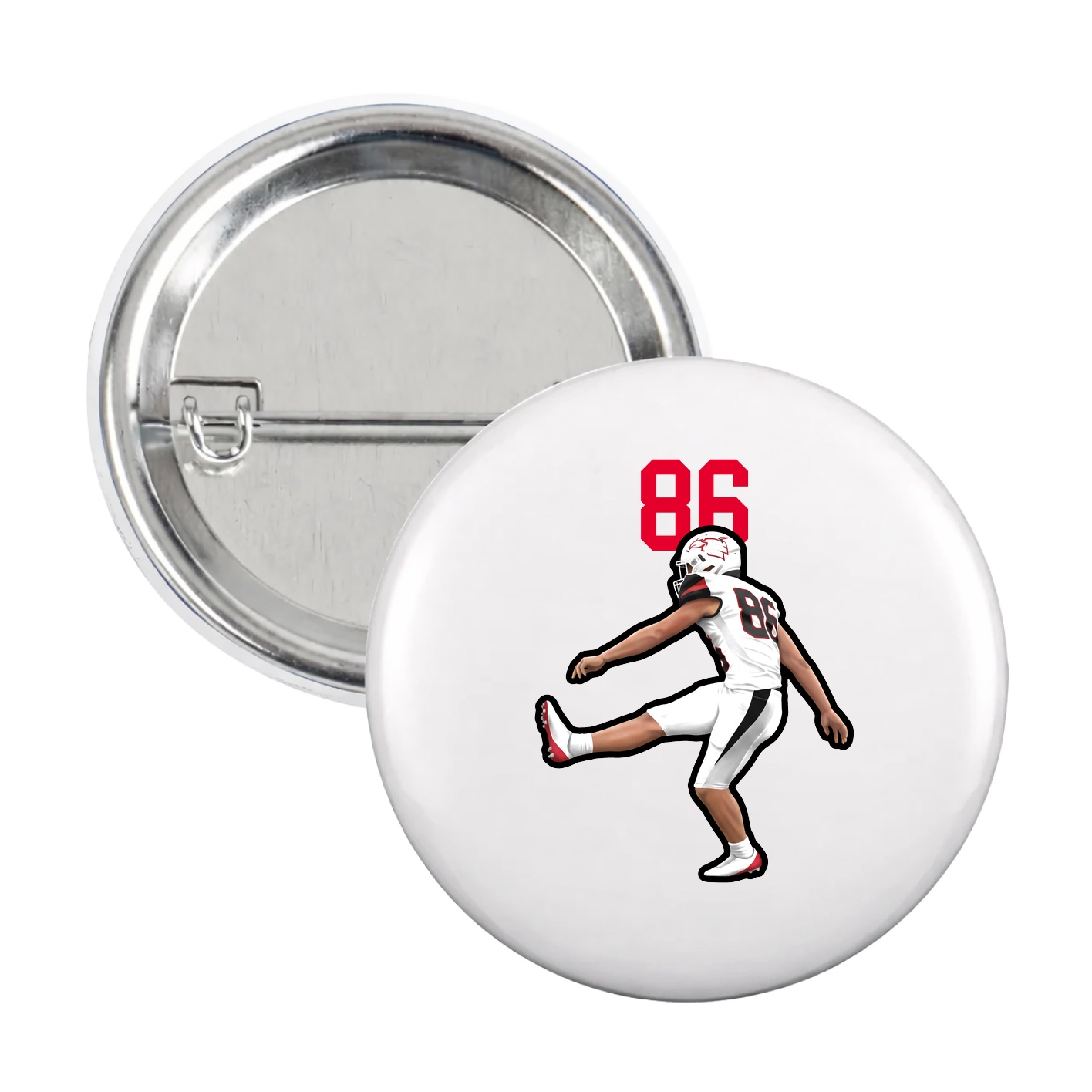 Game Day Button — Number Top in White
