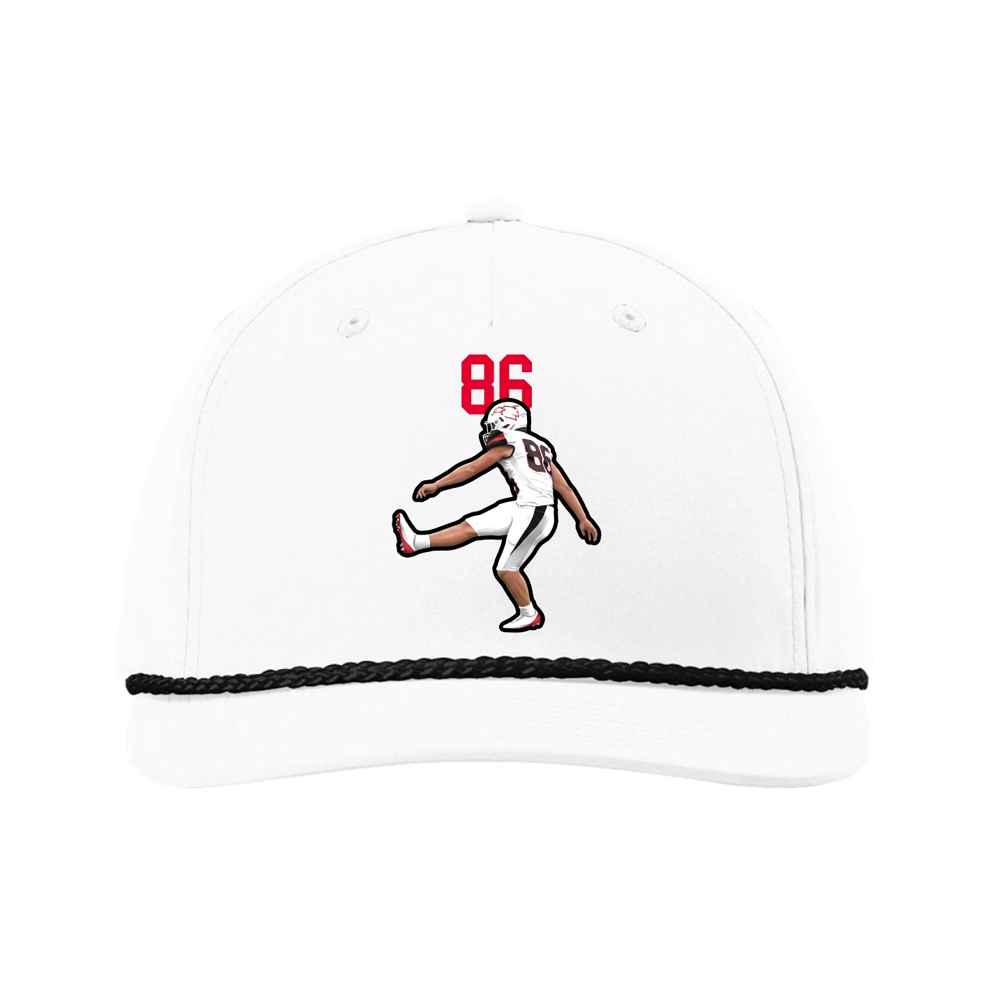 Five-Panel Classic Rope Cap — Number Top in White