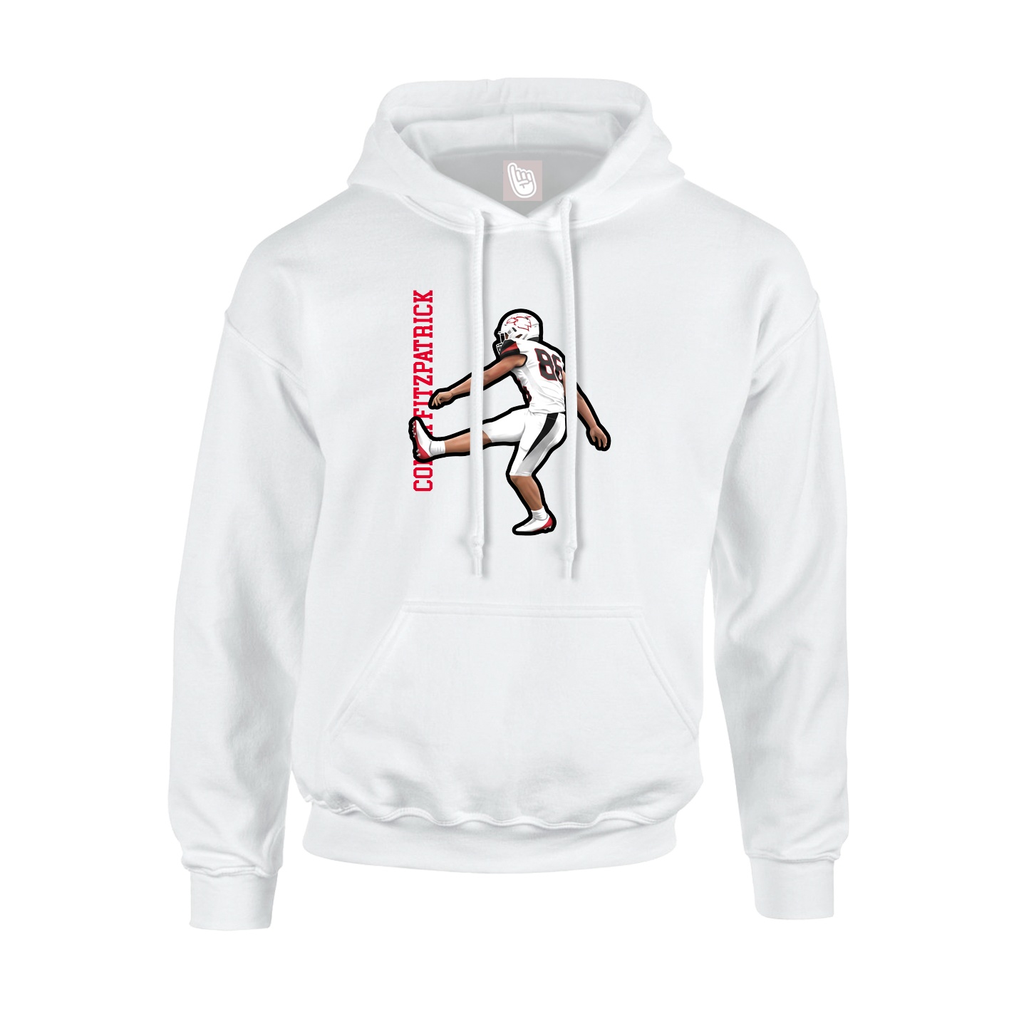 Youth Hoodie — Name Vertical in White