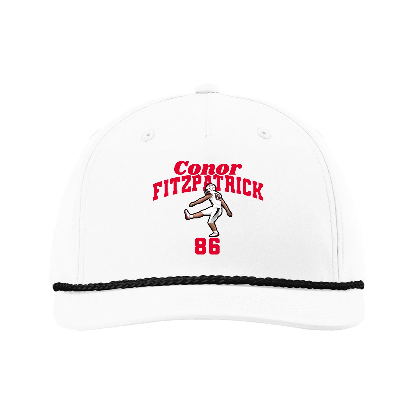 Five-Panel Classic Rope Cap — Signature Arch in White