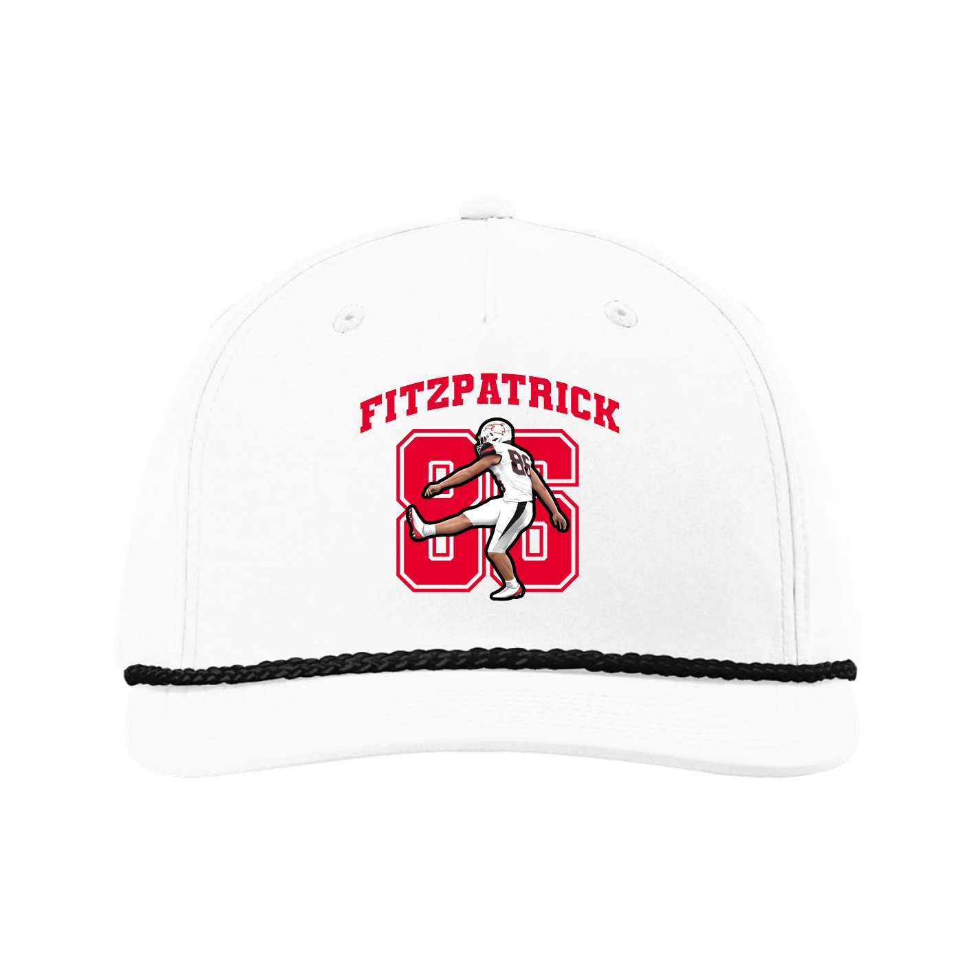 Five-Panel Classic Rope Cap — Number in White