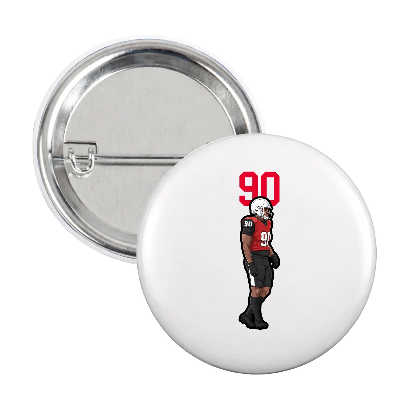 Game Day Button — Number Top in White