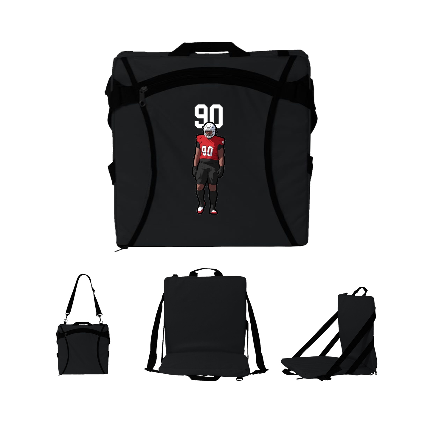 Folding Stadium Seat — Number Top in Black