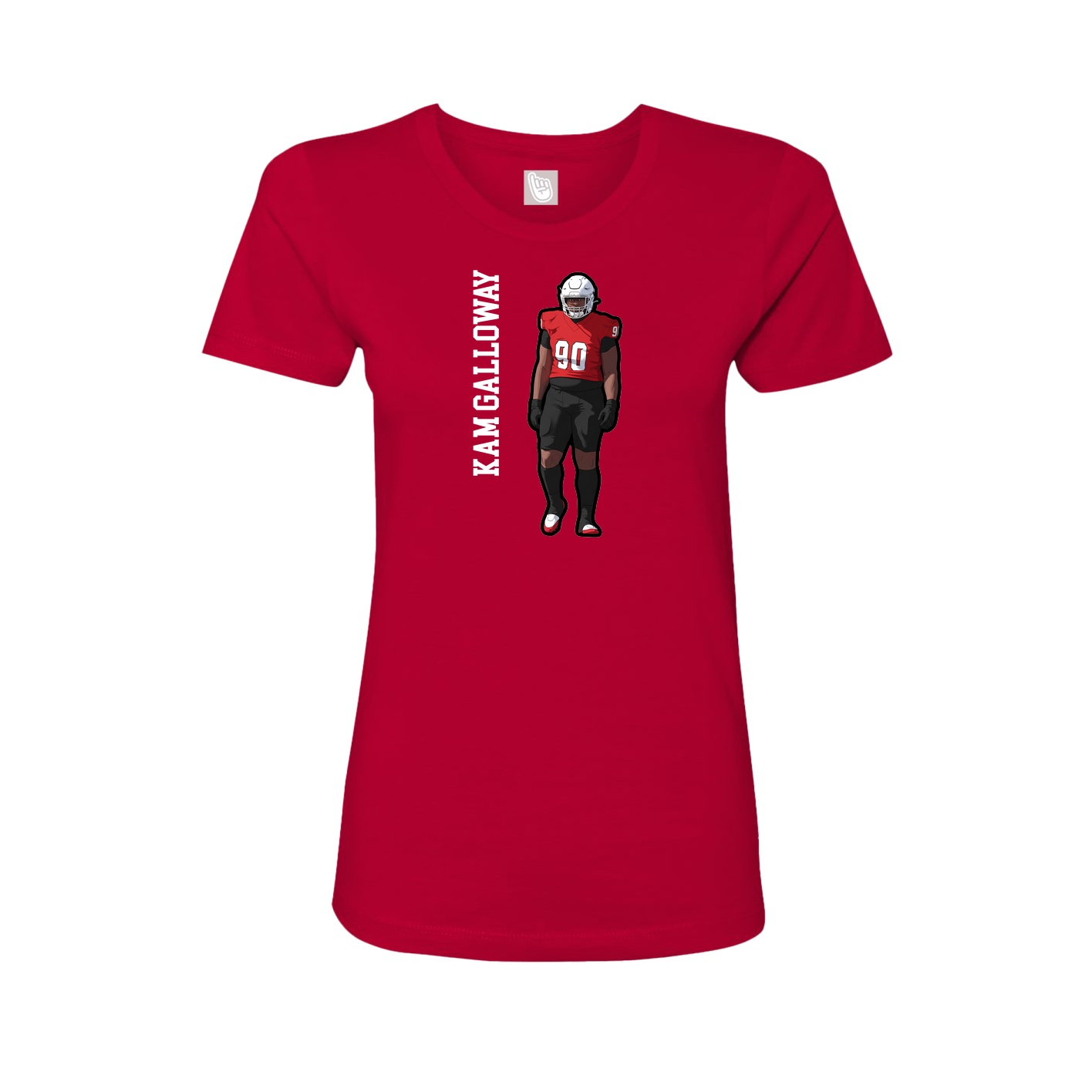 Fitted Women's Tee — Name Vertical in Red