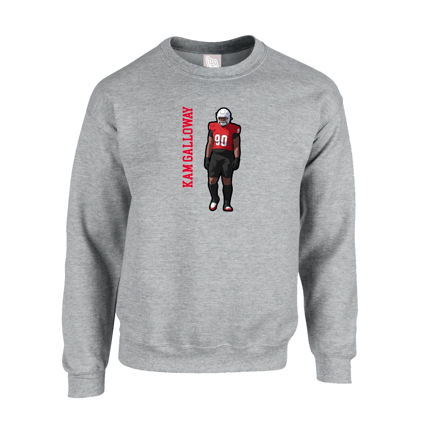 Fleece Crew — Name Vertical in Grey