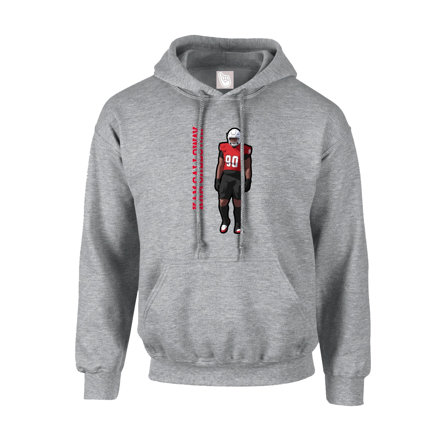 Youth Hoodie — Name Vertical in Grey