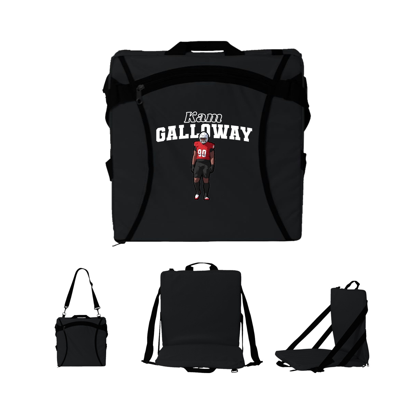 Folding Stadium Seat — Name Arch in Black