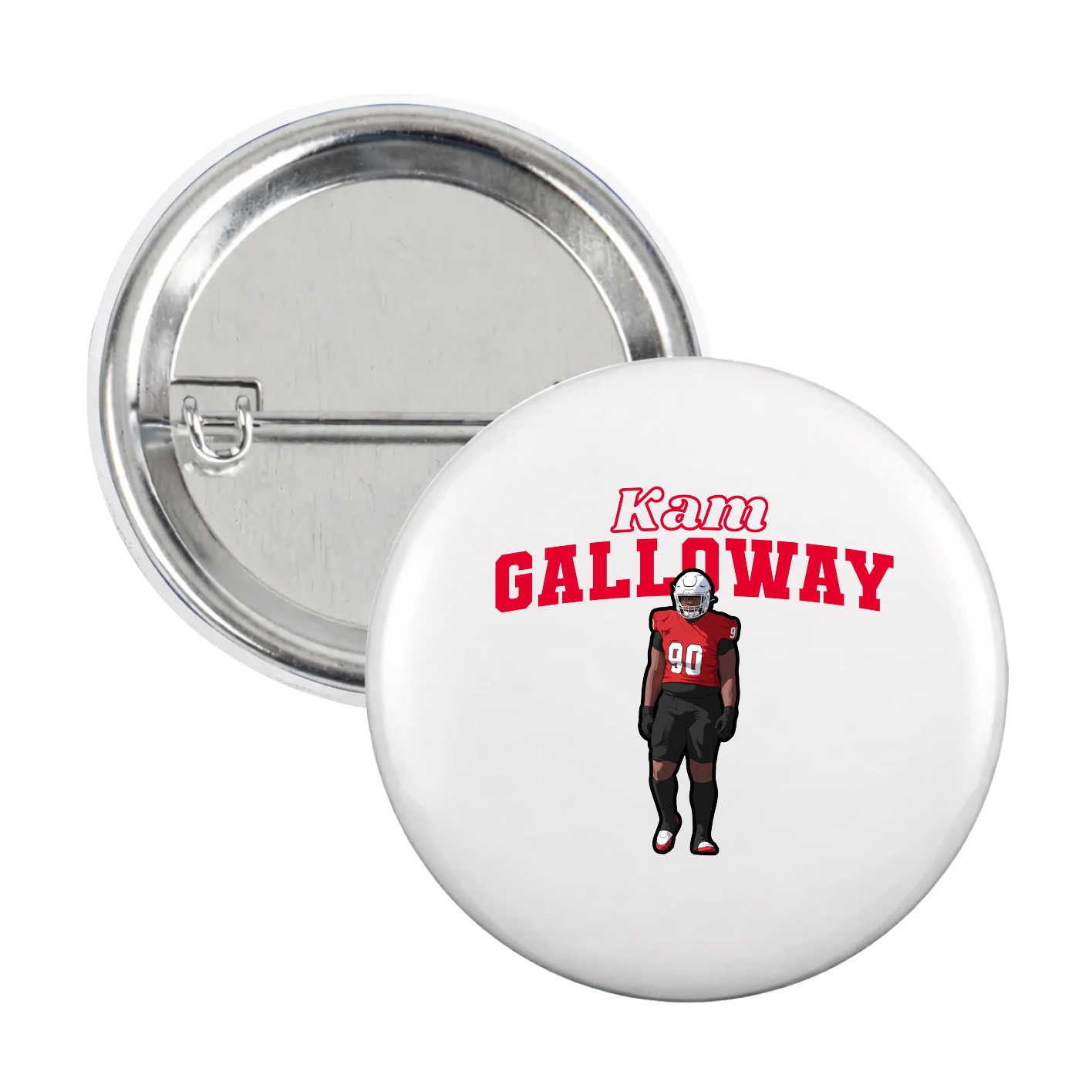 Game Day Button — Name Arch in White