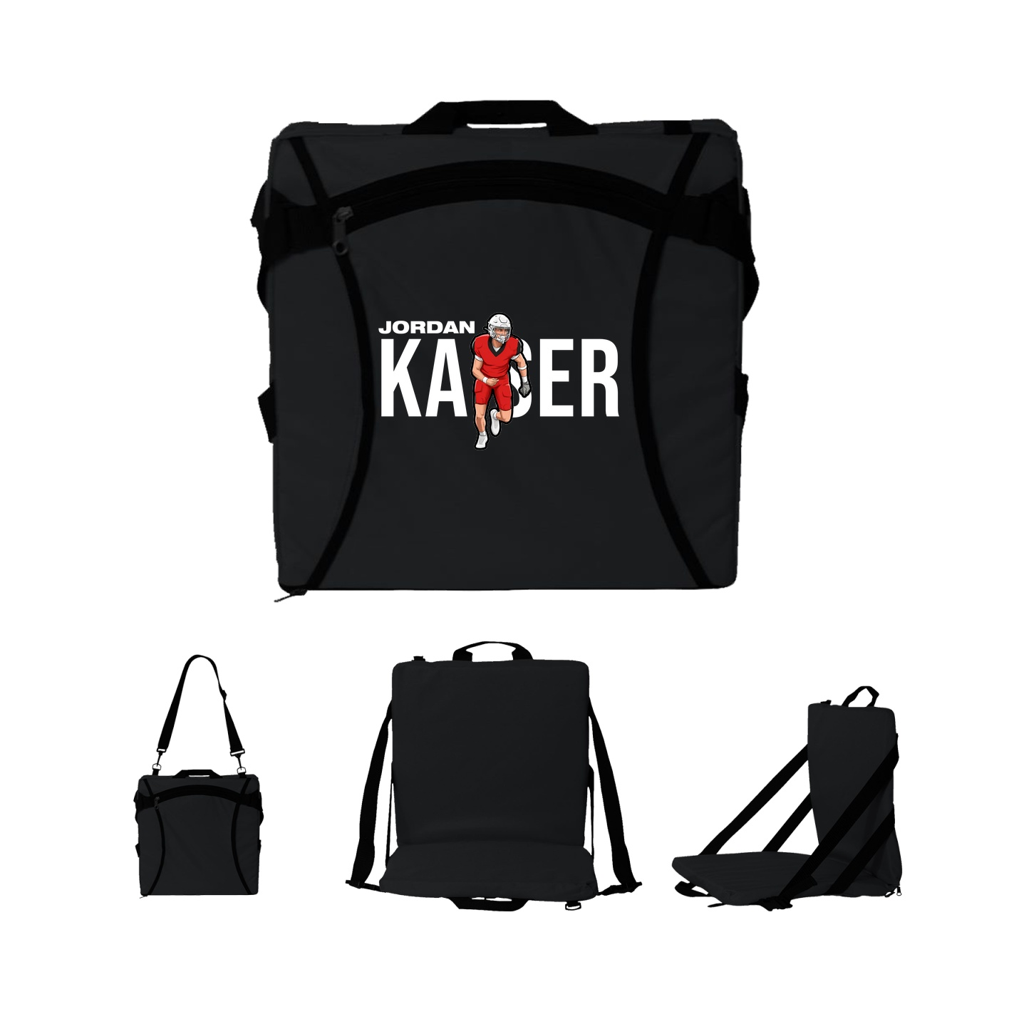 Folding Stadium Seat — Player Name in Black
