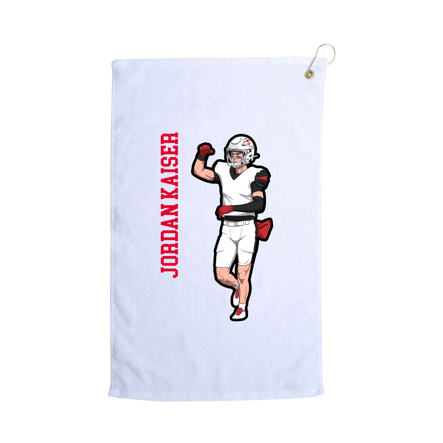 Golf Towel — Name Vertical in White