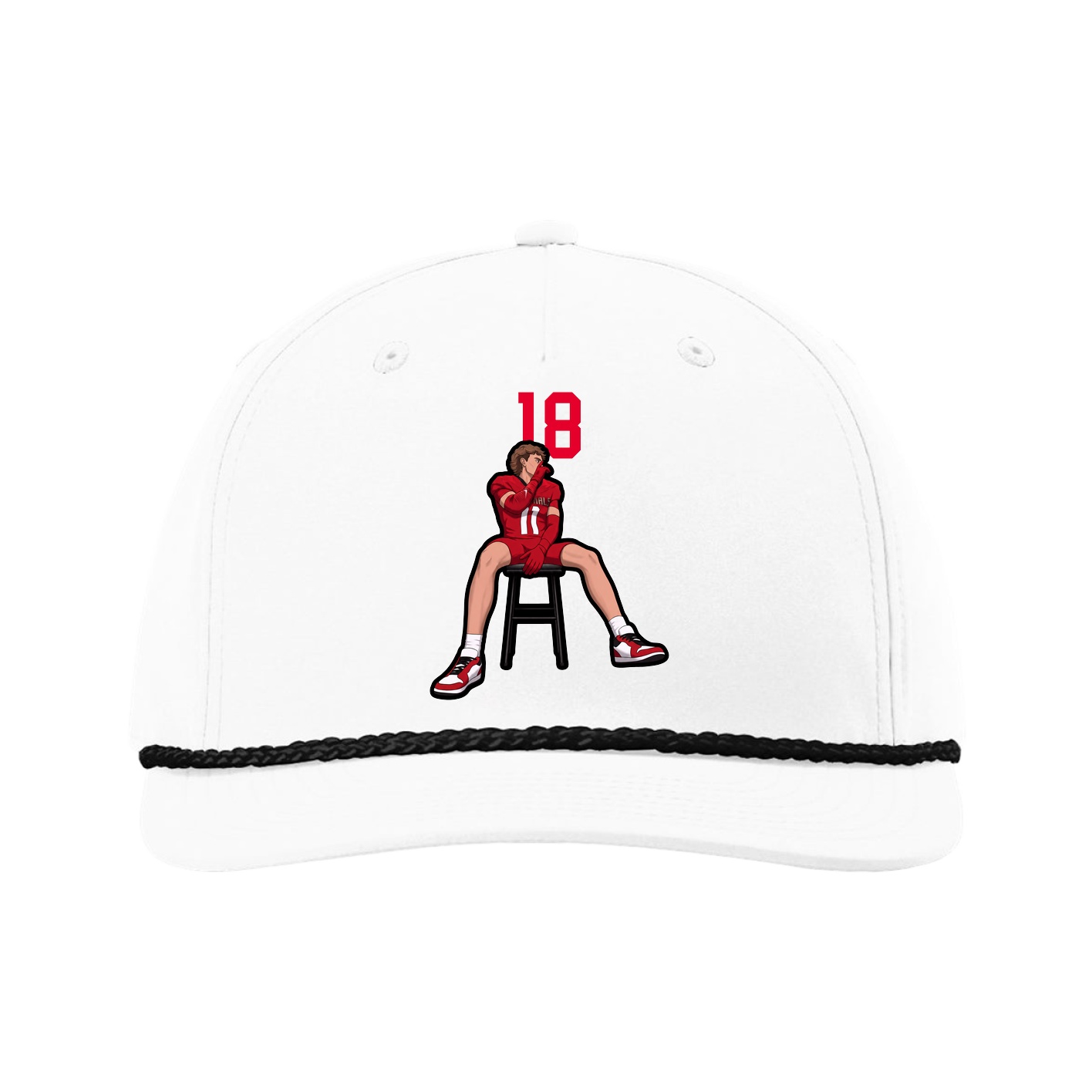 Five-Panel Classic Rope Cap — Number Top in White