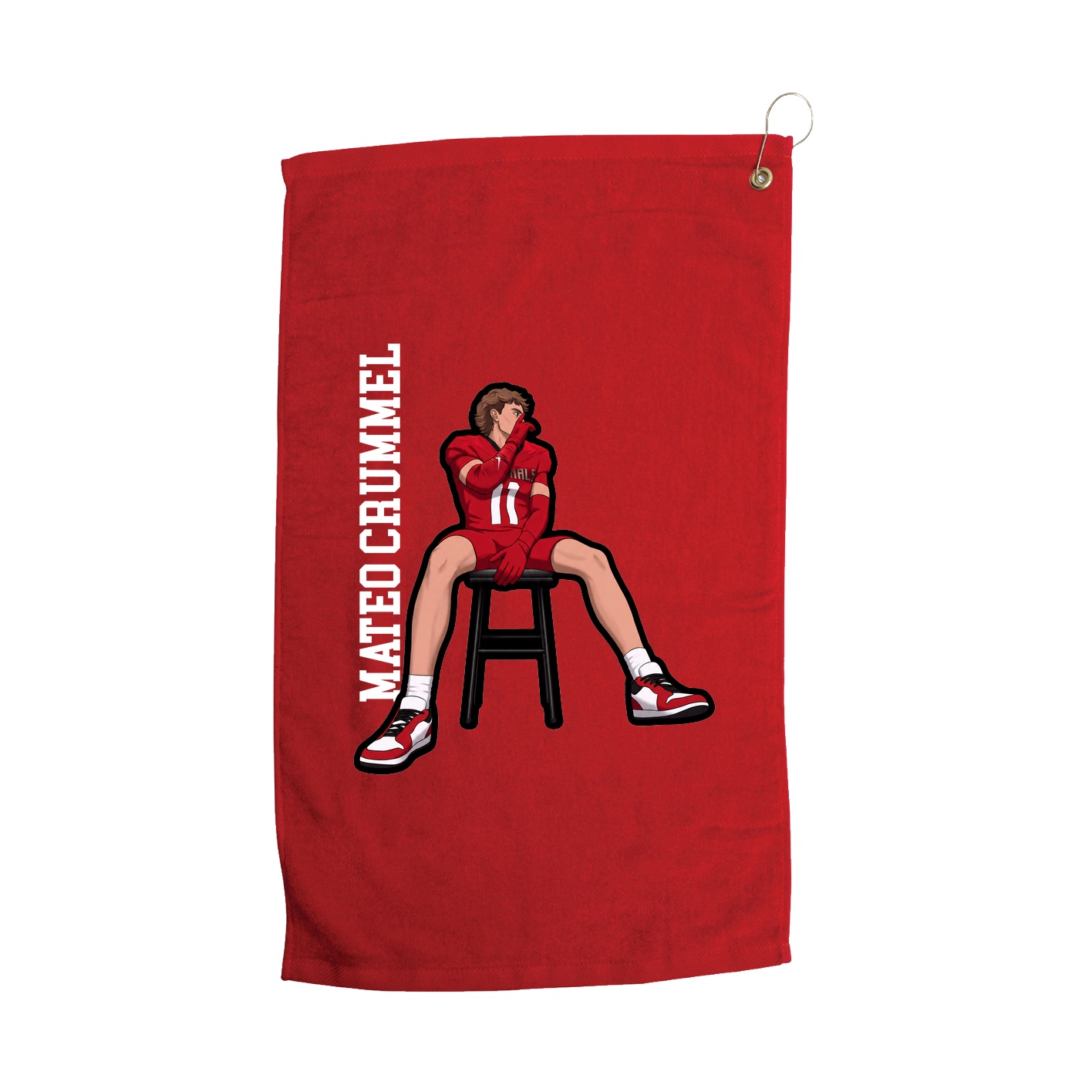 Golf Towel — Name Vertical in Red