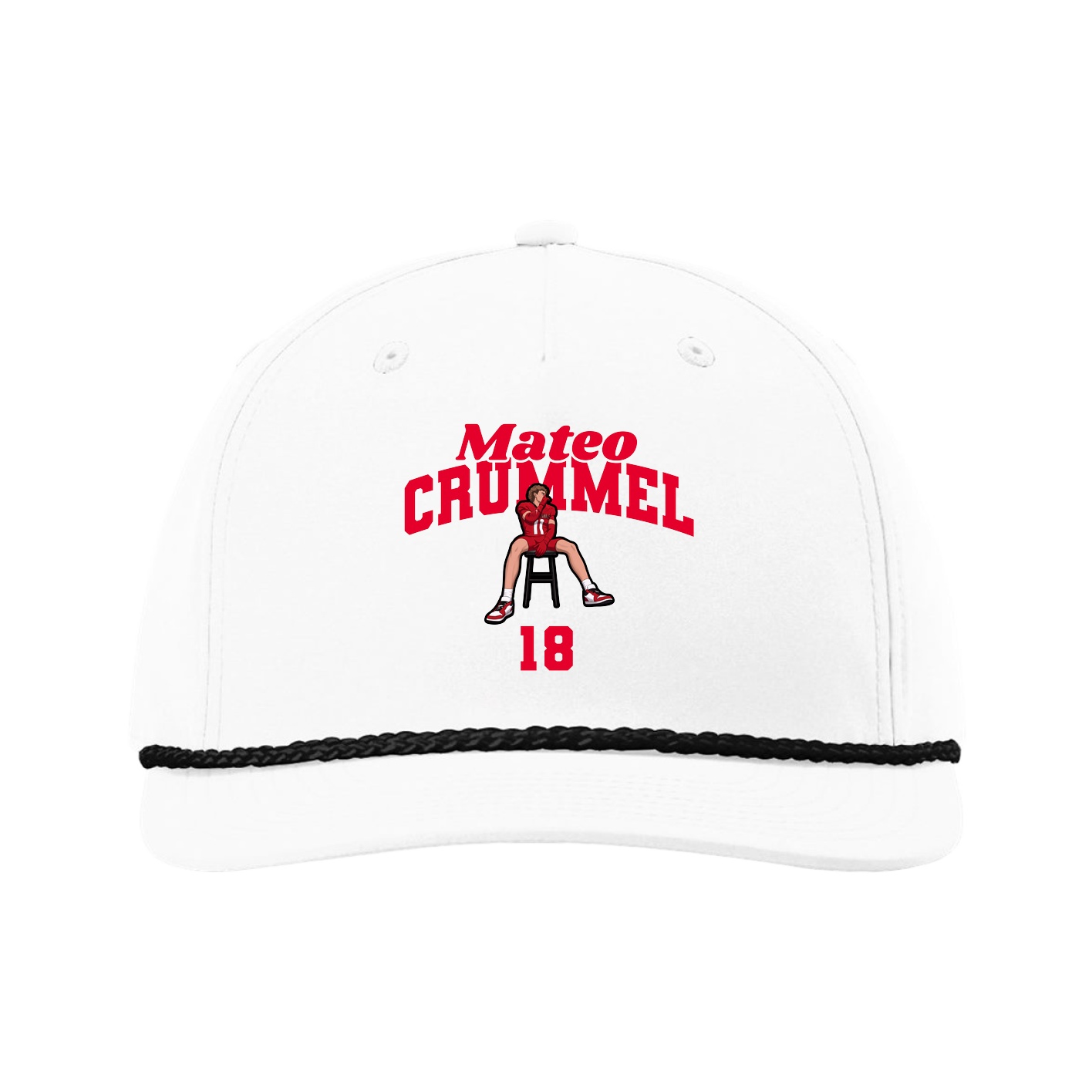 Five-Panel Classic Rope Cap — Signature Arch in White