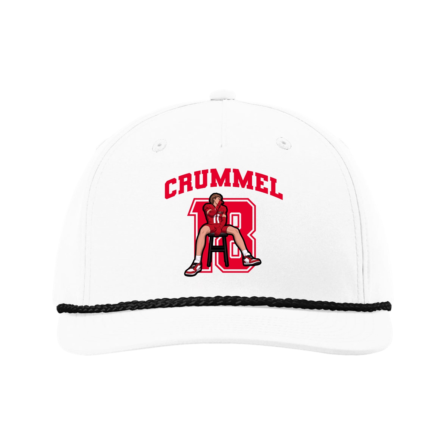Five-Panel Classic Rope Cap — Number in White