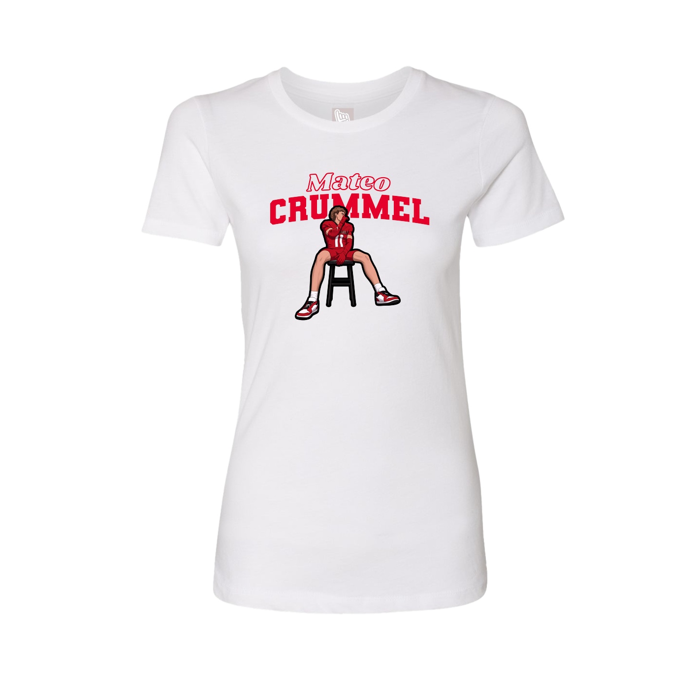 Fitted Women's Tee — Name Arch in White
